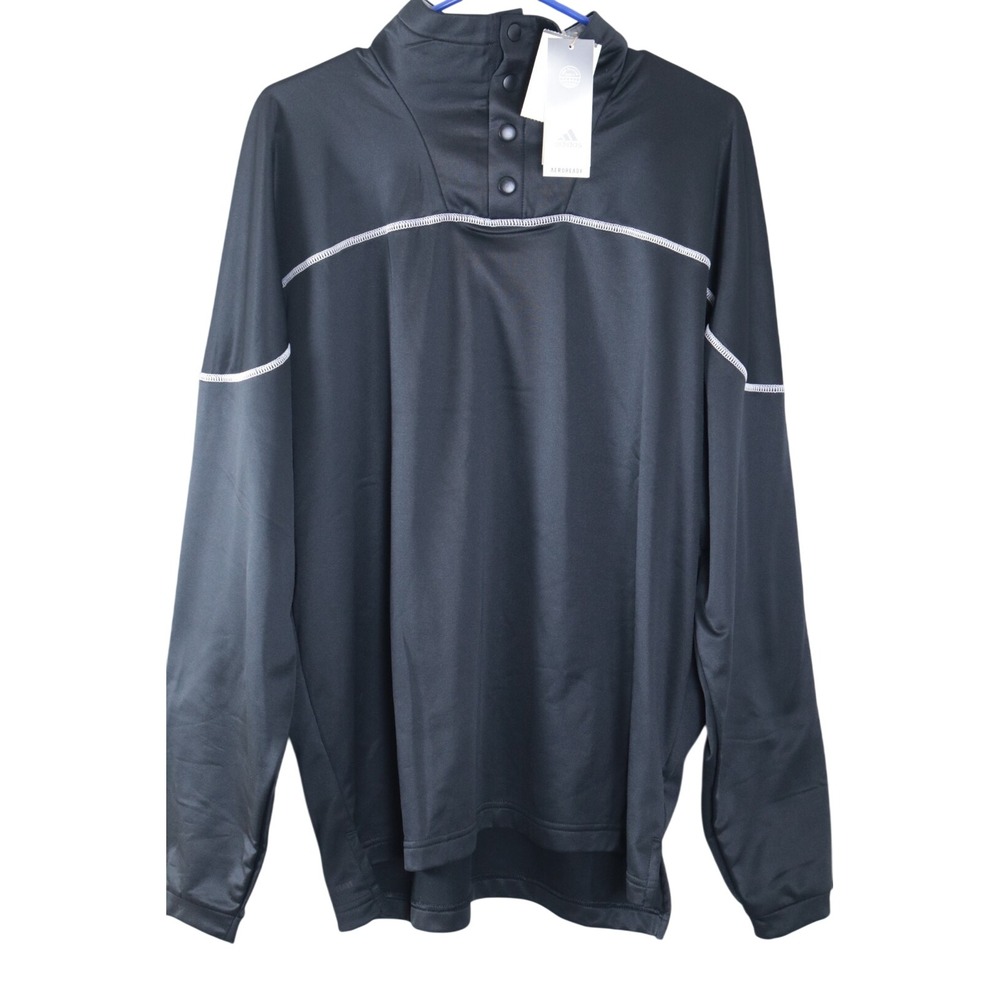 NWTs Adidas Aeroready Mens 1/4 Snap Pullover Black Training Top Large